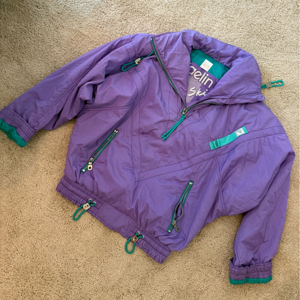 Purple Ski Jacket with Green Accents